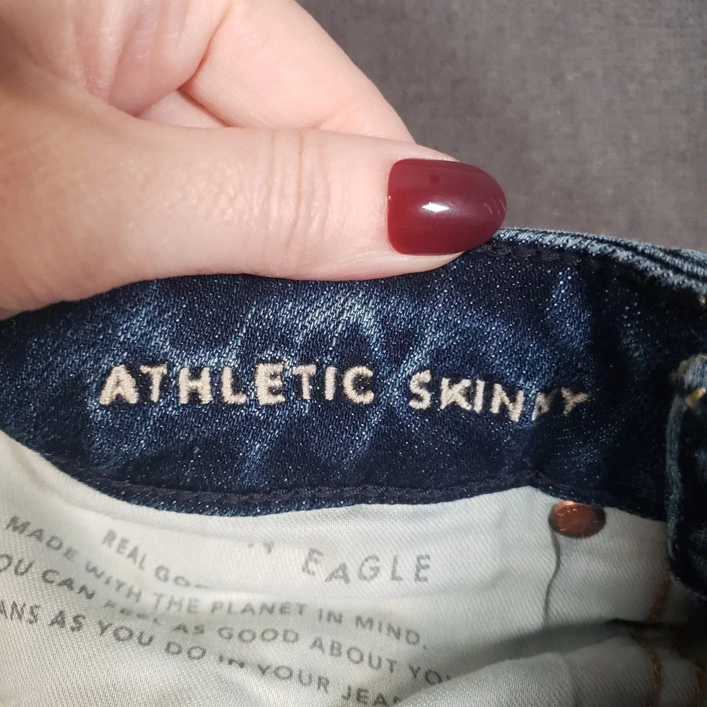 American Eagle Athletic Skinny Mens 26x30 Blue Distressed Airflex+ Jeans